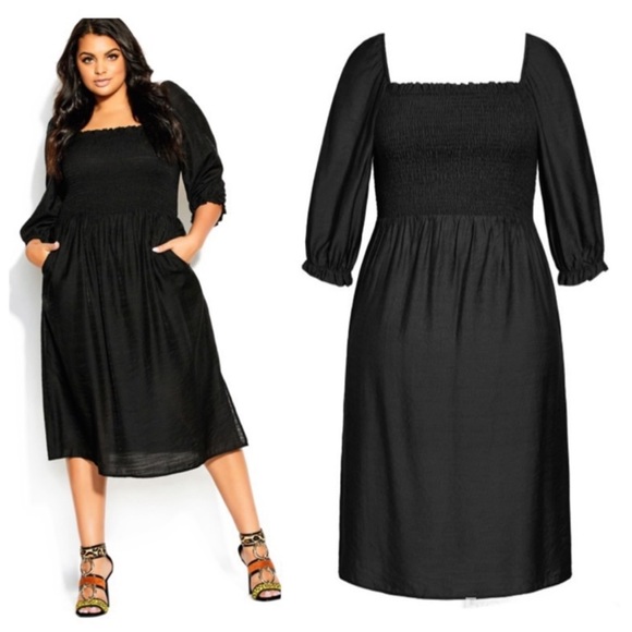 City chic fearless smocked midi dress NWT - Picture 1 of 11